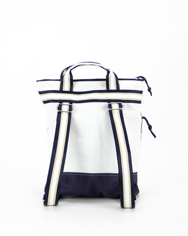 zaino donna Brezzino, colore bianco e blu. Rivelami, spallacci regolabili