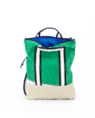 Zaino piccolo in tessuto tecnico vela, colore verde, Rivelami, fodera interna