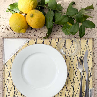 tovaglietta americana gialla e bianca in vela riciclata