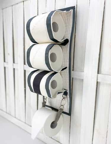 Rivelami | accessori bagno porta rotolo realizzato con vele riciclate